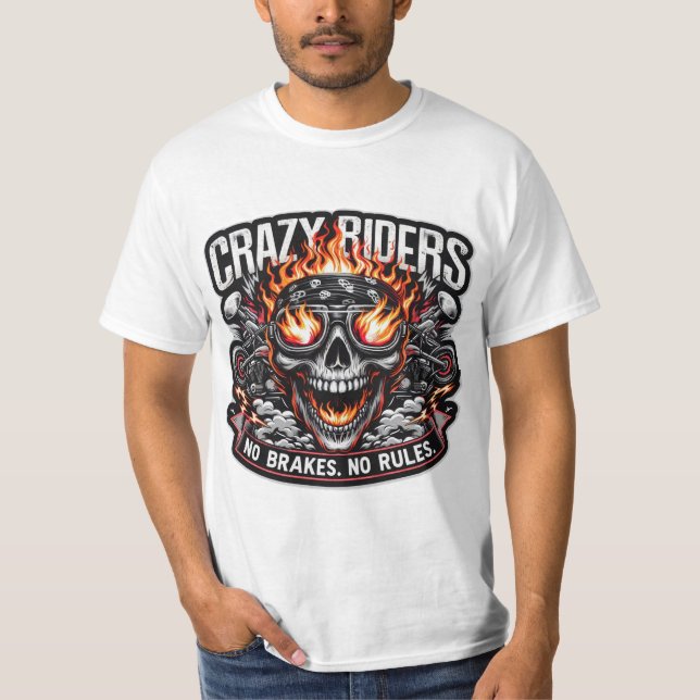 Camiseta Crazy Riders - Audaz Biker Spirit Tee Gráfico | Ri (Anverso)