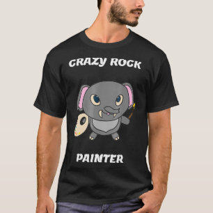 Camiseta Crazy Rock Painter Funny Elephant Pintando T