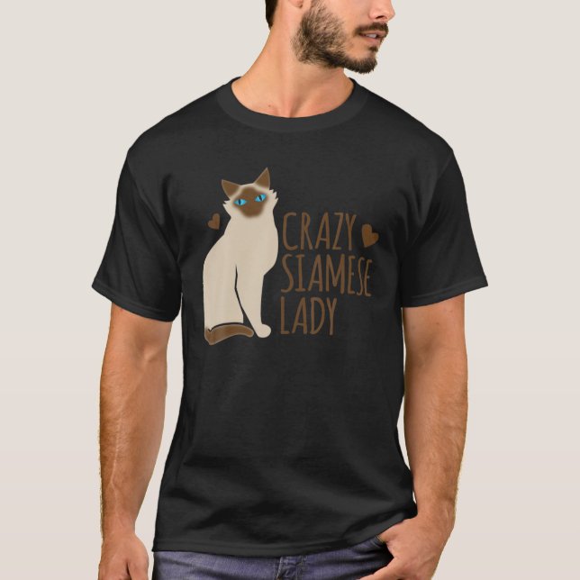 Camiseta Crazy-SIAMESE Cat Lady (Anverso)