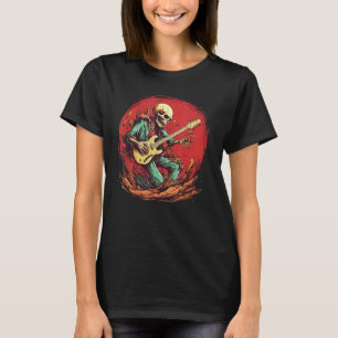 Camiseta Crazy Skeleton Costume para Guitarista y Rockn Rol