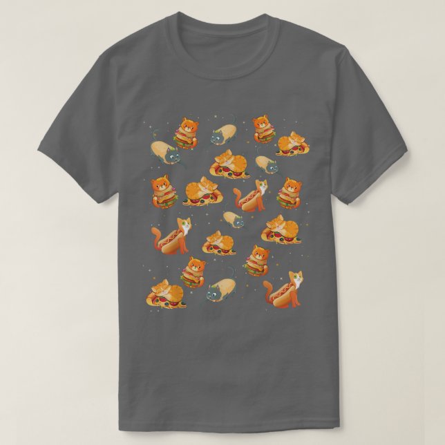 Camiseta Crazy Space Cat Food Tee, Pizza, Taco, Hamburger,  (Diseño del anverso)