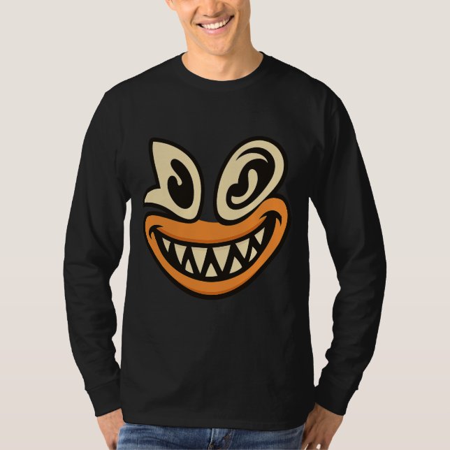 Camiseta Crazy Wide-Smile Face – Unique Bold Graphic Tee (Anverso)
