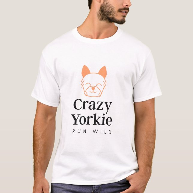 Camiseta Crazy Yorkie Men's Basic T-Shirt (Anverso)