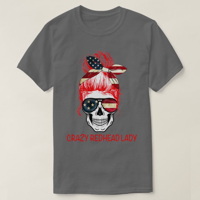Camiseta CrazyRedheadLadySkull (Diseño del anverso)