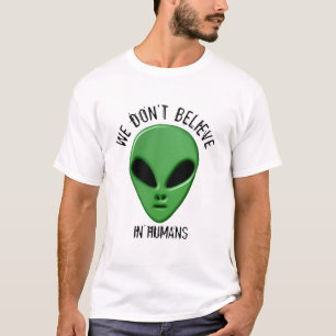 Camiseta crea en diseño verde del friki del UFO del