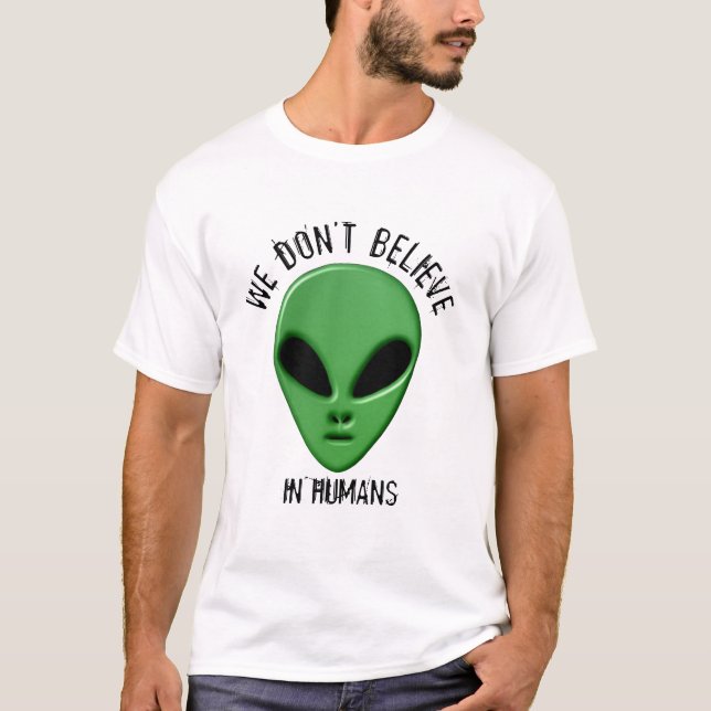 Camiseta crea en diseño verde del friki del UFO del (Anverso)