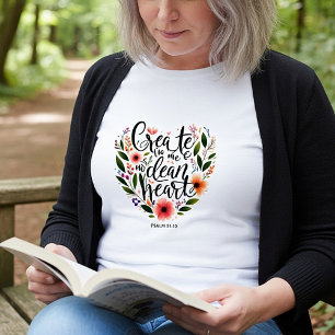Camiseta Crea en Mí un Corazón limpio floral