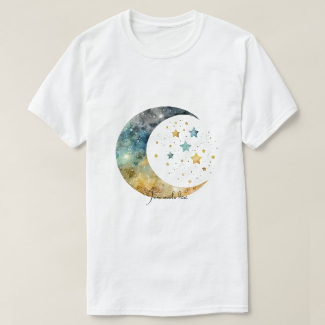 Camiseta Crea tu propia acuarela Crescent Moon & Stars (Diseño del anverso)