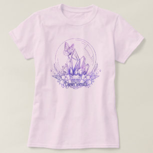 Camiseta Crea tu propia bola de cristal morada y flores
