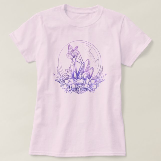 Camiseta Crea tu propia bola de cristal púrpura y flores (Diseño del anverso)