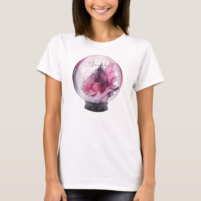 Camiseta Crea tu propia bola de cristal rosada (Anverso)