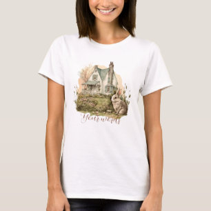 Camiseta Crea tu propia casa para conejitos y flores silves