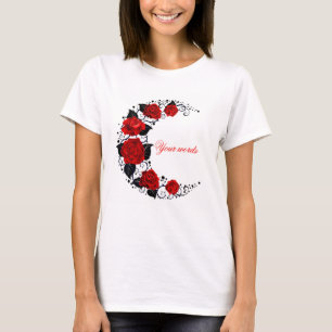 Camiseta Crea tu propia Luna Crescent y rosas rojas filigrr