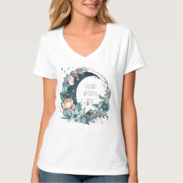 Camiseta Crea tu propia Luna Floral Verde azulada y de Peac