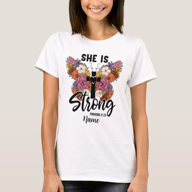 Camiseta Crea tu propia mariposa fuerte y cruz (Anverso)