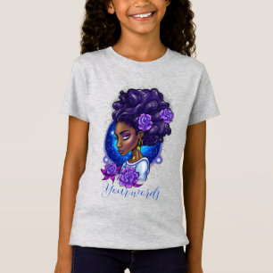 Camiseta Crea tu propia mujer negra y Rosas morados