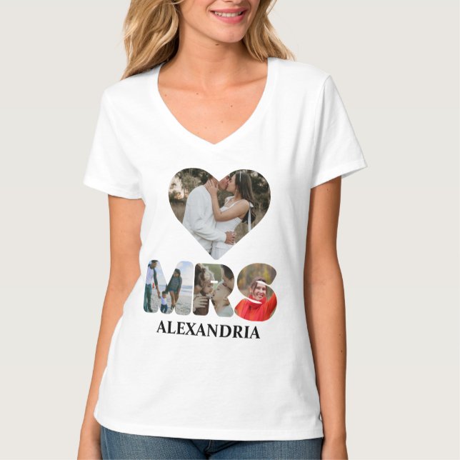 Camiseta Crea tu propia pareja de fotos de Mr. y Mrs. (Anverso)