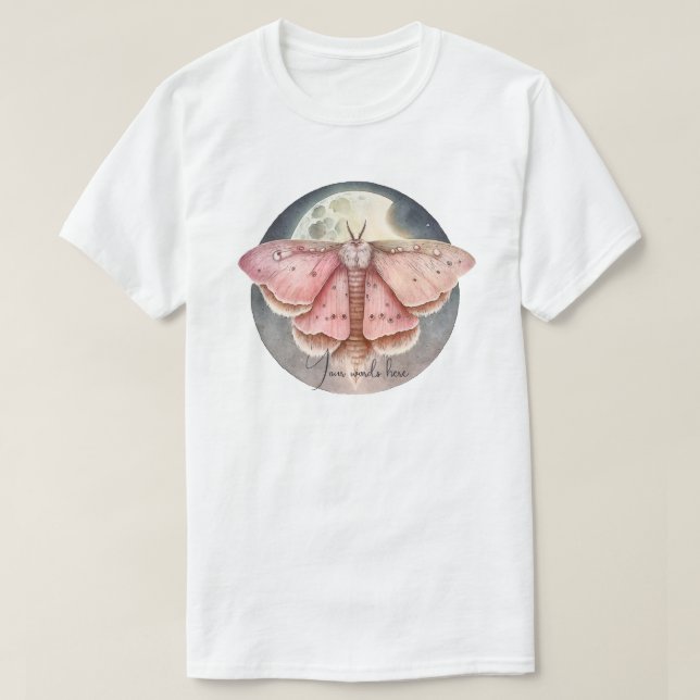 Camiseta Crea Tu Propia Polilla de Luna Rosa Completa (Diseño del anverso)