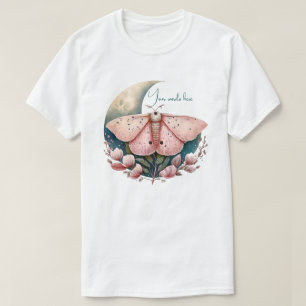 Camiseta Crea tu propia polilla de luna rosa y flores