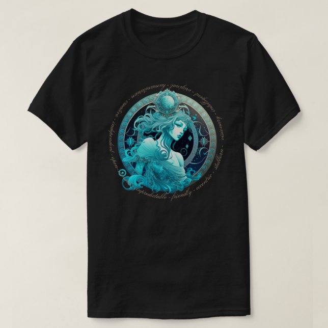 Camiseta Crea tu propio Aquarius Zodiac Celeste (Diseño del anverso)