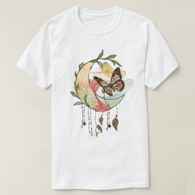 Camiseta Crea tu propio atrapasueños boho de mariposa y lun (Diseño del anverso)