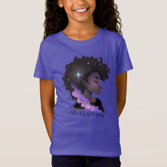 Camiseta Crea tu propio Chica negro celeste púrpura (Anverso)