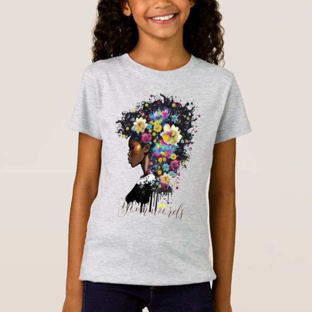 Camiseta Crea tu propio Chica negro de flores hermosas (Anverso)