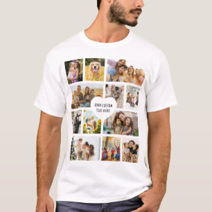 Camiseta Crea tu propio collage de 12 fotos personalizadas