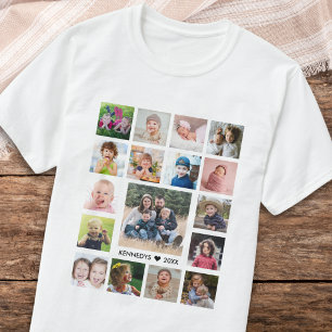 Camiseta Crea tu propio collage de 17 fotos con el texto de