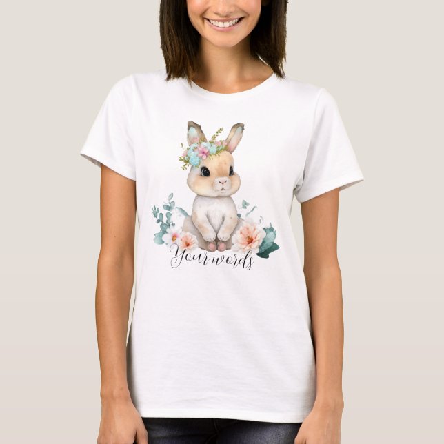 Camiseta Crea tu propio conejito de primavera y flores silv (Anverso)