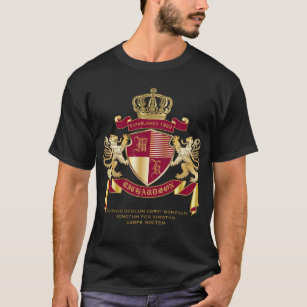 Camiseta Crea tu propio escudo de armas rojo León de oro