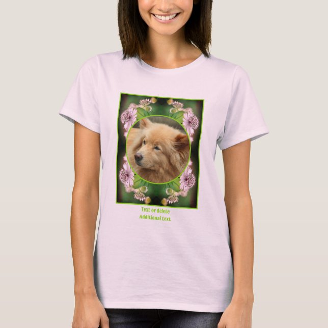 Camiseta Crea tu propio marco de flores delicadas con foto (Anverso)