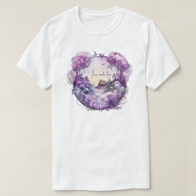 Camiseta Crea tu propio paisaje de castillo mágico púrpura (Diseño del anverso)