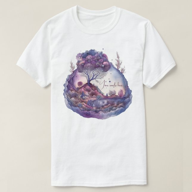 Camiseta Crea tu propio paisaje de fantasía púrpura (Diseño del anverso)