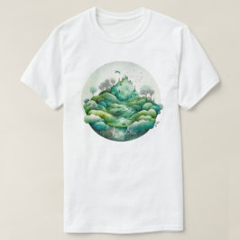 Camiseta Crea tu propio paisaje verde con colinas