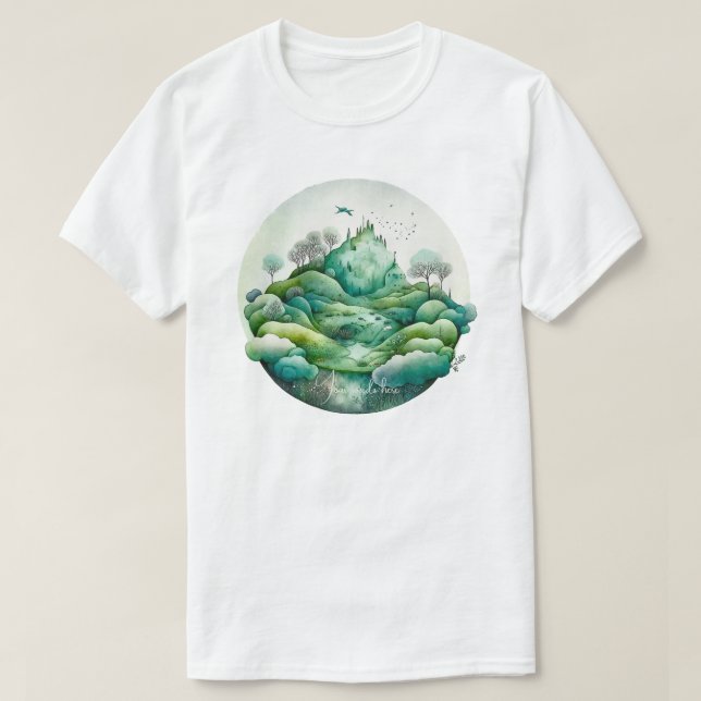 Camiseta Crea tu propio paisaje verde con colinas (Diseño del anverso)
