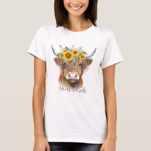 Camiseta Crea tu propio toro Highland de primavera y flores
