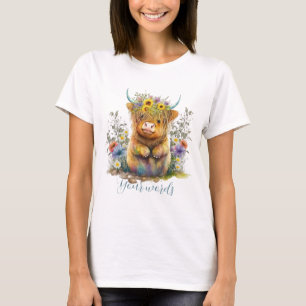 Camiseta Crea tu propio toro Highland de primavera y flores
