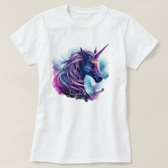 Camiseta Crea tu propio unicornio púrpura mítico (Diseño del anverso)