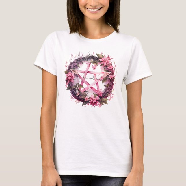 Camiseta Crea tus Propias Flores de Pentáculo Rosadas (Anverso)