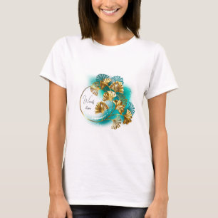 Camiseta Crea tus propias hojas de ginkgo Verde azuladas y