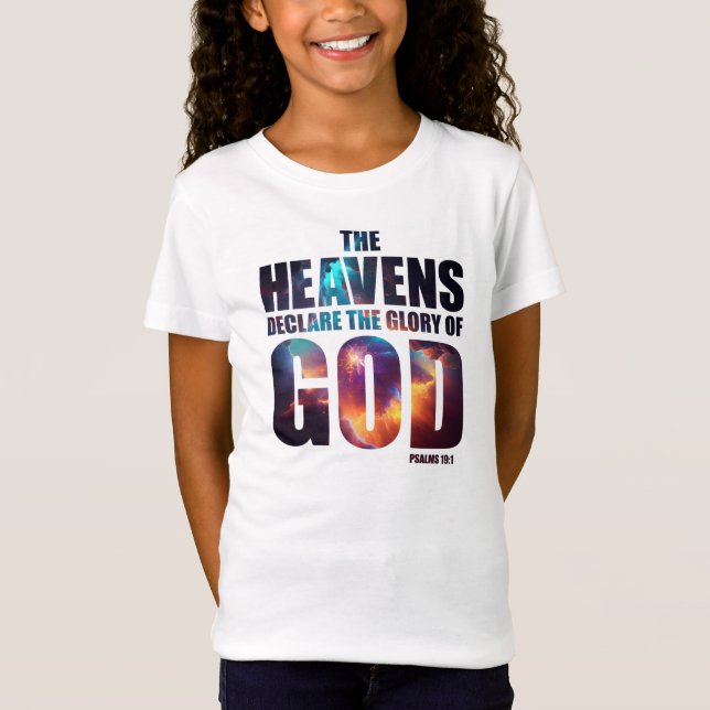 Camiseta Creación cristiana: Cielos declaran la gloria de D (Anverso)