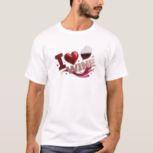 Camiseta Creación de obra de arte única de vino rojo I LOVE