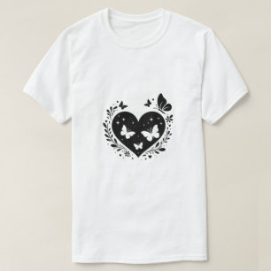 Camiseta Creación de regalo de corazón elegante y negro