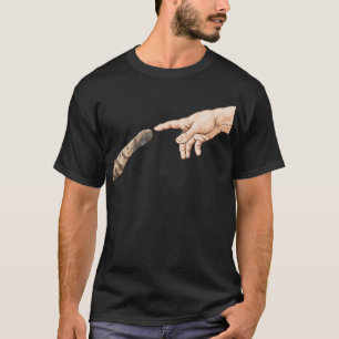 Camiseta Creación del gato Adam Hands Michelangelo Touch o