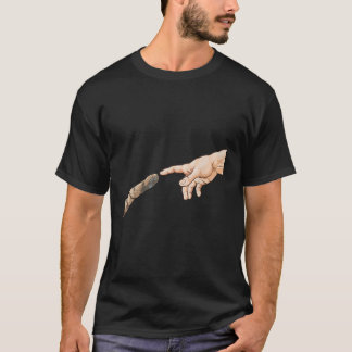 Camiseta Creación del gato Adam Hands Michelangelo Touch of