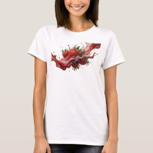 Camiseta Creación personalizada de fresas abstractas rojas 