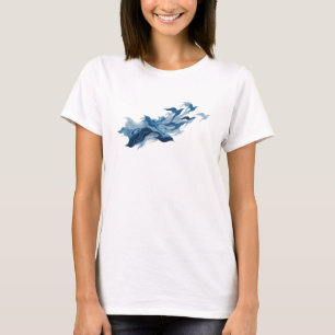 Camiseta Creación personalizada de pájaros abstractos azul 
