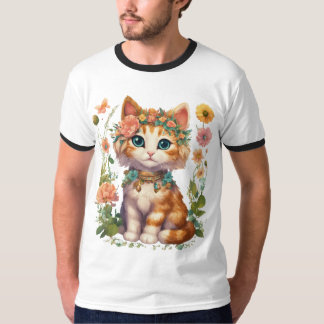 Camiseta Creaciones de gatos: Clipart de flores de boho