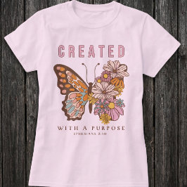 Camiseta Creado con un Propósito Mariposa Inspiradora